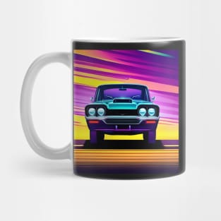 Classic car front with colorfull background Mug